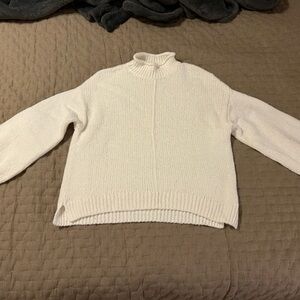 BP. Chunky Knit Sweater XXS Cream Textured Mock Neck Minimalist Pullover